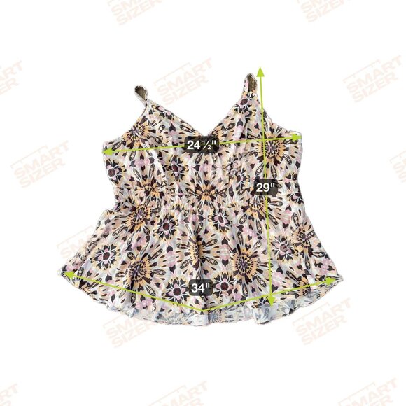Torrid‎ Womens Babydoll Spaghetti Strap Top Smocked Waist Floral Ikat 4X Flowy - Picture 2 of 7